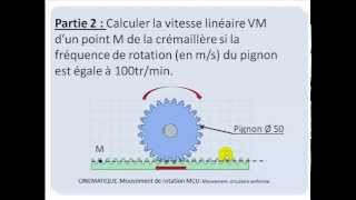 Mecanique exo 2  Mouvement de rotation MCU  Pignon  Crémaillère [upl. by Ylehsa]