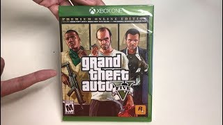 Grand Theft Auto V Premium Online Edition Xbox One Unboxing [upl. by Hackney82]