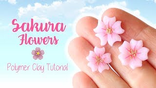 Easy Sakura Flowers│Polymer Clay Tutorial [upl. by Yellhsa]