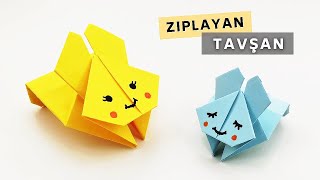 ZIPLAYAN TAVŞAN YAPIMI Kağıttan Zıplayan Tavşan Nasıl Yapılır [upl. by Siraf]