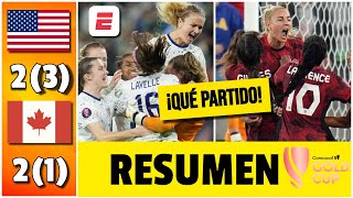 DRAMÁTICO EEUU venció a Canadá en PENALES y definirá la FINAL vs Brasil  Copa Oro Femenina [upl. by Nishom]