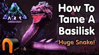 ARK  HOW TO TAME A BASILISK Giant Snake on Aberration [upl. by Levey]