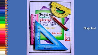 Como dibujar una caratula de MATEMATICAS fácil para cuaderno [upl. by Carlina501]