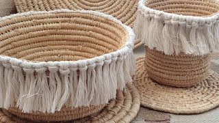 Raffia Weaving basket منظم بالرافية الطبيعية [upl. by Augustina]