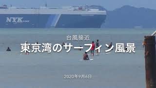 東京湾でのサーフィン風景【2020年台風10号接近】 [upl. by Aiset]