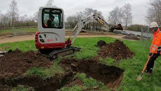 Digging a soakaway amp Finding Rock with our Takeuchi TB216 excavator [upl. by Shandie]