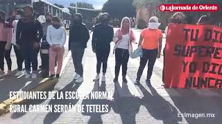 Estudiantes de la Escuela Normal Rural Carmen Serdán de Teteles se manifiestan en Bulevar 5 de mayo [upl. by Moynahan]