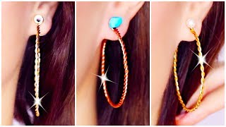 Easy DIY Twisted Hoop Earrings How To Make Earrings Fast And Easily [upl. by Juan]