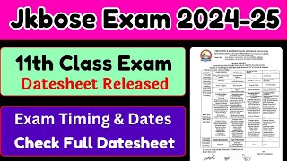 11th Class Jkbose Datesheet Released Check Exam Date amp Timing [upl. by Castle]