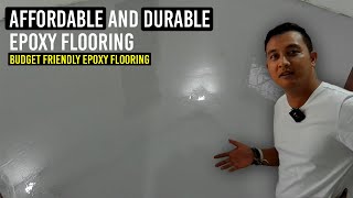 Affordable Epoxy Flooring  INDUSTRIAL GRAY Self leveling epoxy [upl. by Halihs789]