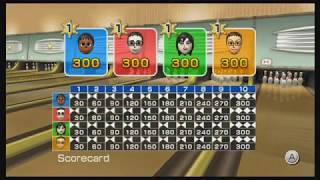 Wii Sports  Bowling 4 Players All Perfect Games [upl. by Atiuqer]