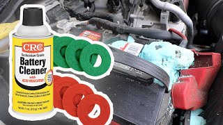 CRC Battery Cleaner and Felt Fiber Battery Terminal Protector Pad Install EASY DIY [upl. by Eilujna]