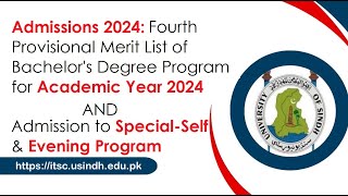 Admission 2024 Fourth Provisional Merit List amp Admission to Special Self amp Evening Programs 2024 [upl. by Costin]