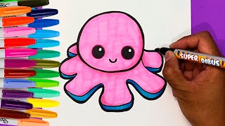 COMO DIBUJAR UN PULPITO REVERSIBLE FELIZ  How to Draw a Reversible Octopus [upl. by Ekaj]