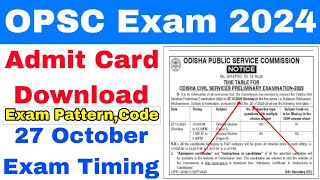 How To Download OCS2023 ADMIT Card OnlineTime Table For Odisha Civil Services Examination 27 Oct✅ [upl. by Yorel]