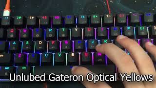 Lubed vs Unlubed Gateron Optical Yellows  DK61 Sound Comparison [upl. by Philo949]