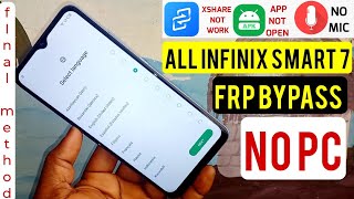 Infinix Smart 7 HD Frp Bypass Android 12 amp 13 INFINIX X6516 X6515 Google Account Remove Without Pc [upl. by Clower17]