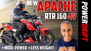 New TVS Apache RTR 160 4V  First Ride Review  PowerDrift [upl. by Anauqat730]