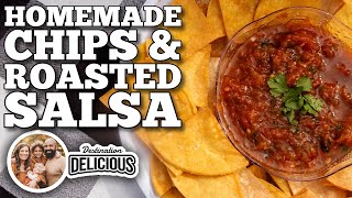 Homemade Chips and Roasted Salsa  Blackstone Griddles [upl. by Nafis]