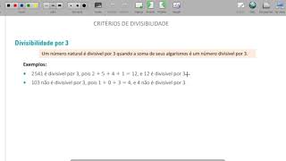 AULA 02 CRITÉRIO DE DIVISIBILIDADE POR 3 [upl. by Ynar]
