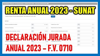 Declaración Jurada Anual 2023  Formulario Virtual 710 SUNAT [upl. by Atiniuq]