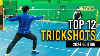 Top 12 Badminton Trick Shots  2024 Edition [upl. by Zilada]