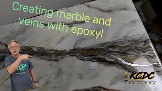 How to create veins and marble using Stone Coat epoxy resin I KCDC Designs [upl. by Valente230]