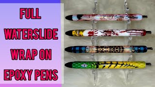 Full Waterslide Wrap on Epoxy Pens  Paper Mate Inkjoy Pens  Discount Code  Critter Cup Customs [upl. by Shela]