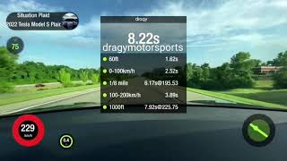 Tesla Model S Plaid INSANE 0200kmh 0125mph I 0100 I 14 Mile Dragy [upl. by Chaney199]