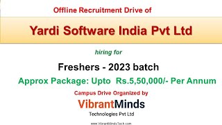 6657 Recruitment Drive by Yardi Software hiring 2023 batch Pkg Rs 55 LPA organised by VibrantMinds [upl. by Goodyear]