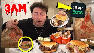 DO NOT ORDER ENTIRE WENDY’S MENU ON UBER EATS AT 3AM CHALLENGE SO GROSS [upl. by Hsemin]