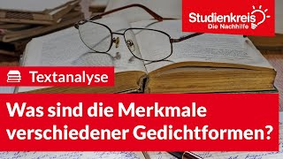 Was sind die Merkmale verschiedener Gedichtformen  Deutsch verstehen mit dem Studienkreis [upl. by Ecylla]