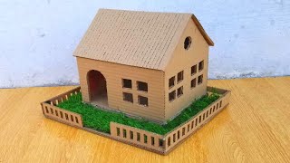 How To Make Cardboard House For School Project  Cardboard Villa [upl. by Aenaj]