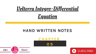 Volterra IntegroDifferential Equation  Integral Equations Chapter  05  Mathematics ke teacher [upl. by Ainatnas374]