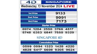 Singapore Live draw result 13112024  Live Draw SGP [upl. by Llerot486]