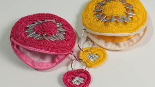 BOLSINHA PORTA MOEDA DE CROCHÊ COM LACRE 👛  Valdenete crochê artes e reciclagem [upl. by Illib]