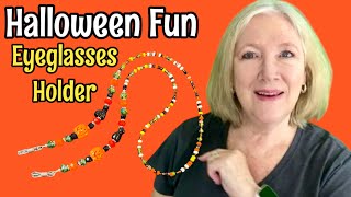 How to Upcycle a HALLOWEEN Beaded Necklace into Eyeglasses Cord  Jewelry Making Fun [upl. by Enoval]