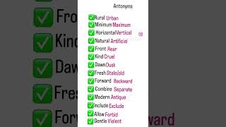 Antonyms in english  Antonyms for beginnersshortsviral [upl. by Ellegna249]