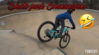 Skate park SHENANIGANS mtb funny road to100subs [upl. by Gayle]