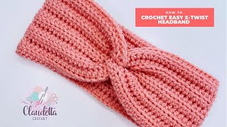 CROCHET XTwist Headband  EASY looks like knitted [upl. by Arrak882]