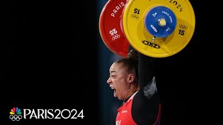 Solfrid Koanda lifts Norway to first womens weightlifting gold in 81kg final  Paris Olympics [upl. by Irabaj970]