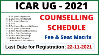 ICAR UG Counseling 2021  ICAR UG Courses Colleges Fee Details  Online Registration Last Date [upl. by Maghutte297]