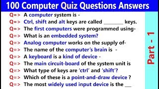 100 Computer GK  Basic Computer General Knowledge Questions and Answers  Computer Trivia PART  1 [upl. by Riki]