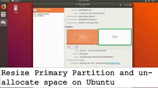 Resize Primary Partition and unallocate space on Ubuntu  Part 1 [upl. by Peace]