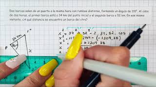 TEOREMA DEL SENO Y DEL COSENO  Aplicación en problemas  Cómo plantear y resolver  Ejemplo 2 [upl. by Bortz]