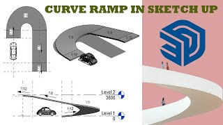 CURVE RAMP OR SLOPE IN SKETCH UP  USE OF PLUGIN 1001 AKDEDITs2023 [upl. by Oivaf924]