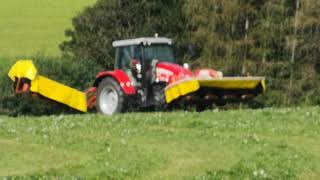 Mähen mit Massey ferguson 5709 pöttinger eurocat 311 und pöttinger novacat 262 [upl. by Werna]