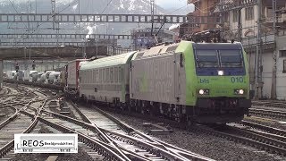 201801 HD Spiez station in the morning  BLS SBB DB Ralpin  Is Spiez the new Erstfeld [upl. by Ricardama]