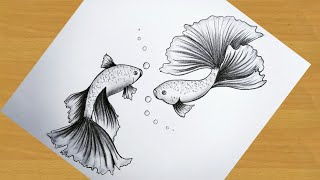 How to draw fish easy step by step  pencil drawing Gali Gali Art [upl. by Bessy]