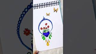 Flower Vase Drawing l Wall Hanging Flower Vase Drawing llflowers drawing shorts [upl. by Taite]